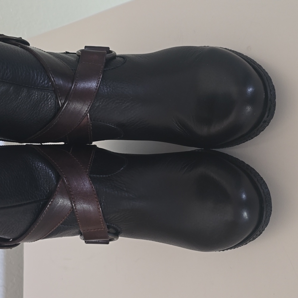 NWT, Eric Michael Leather wedge knee high boots, Sz 7